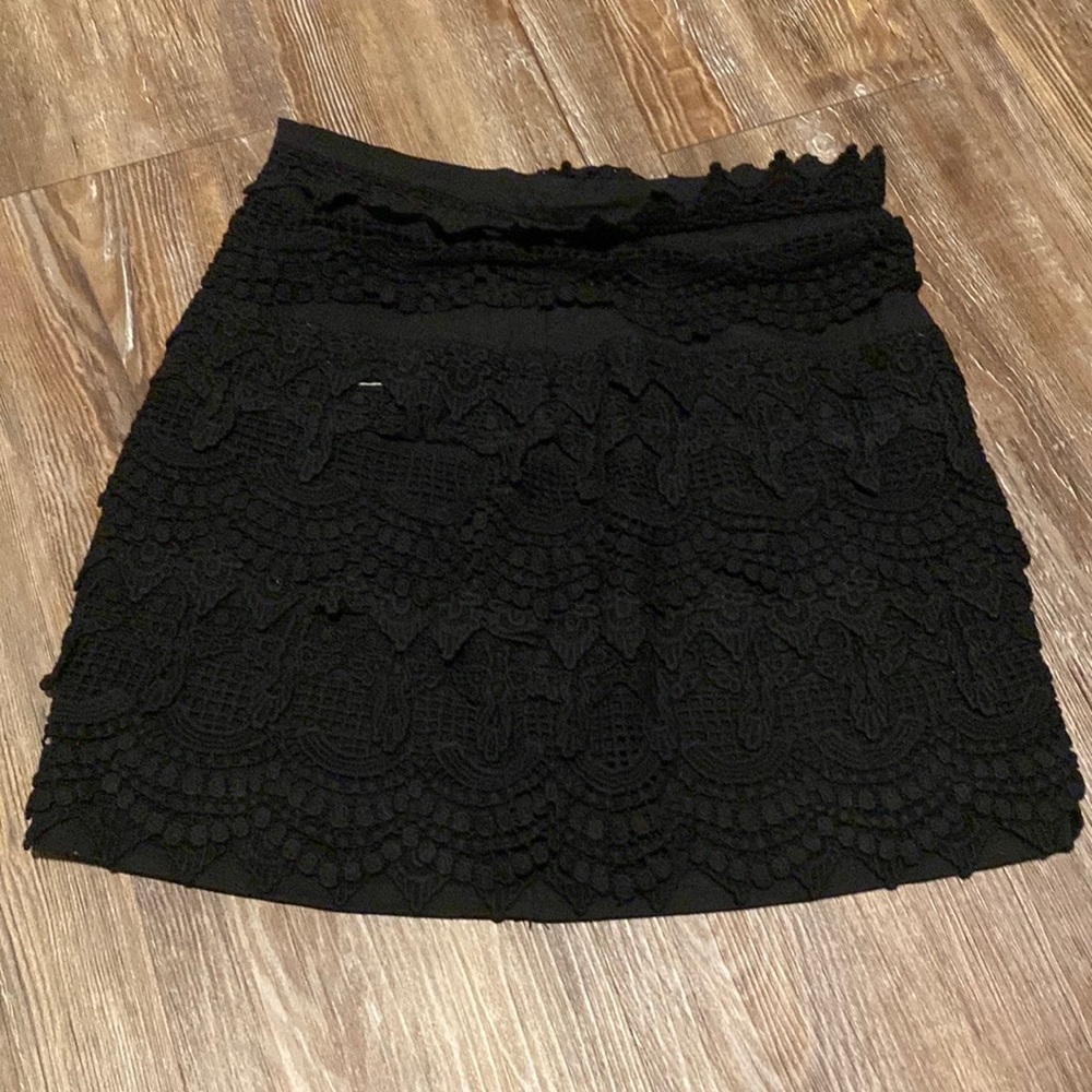 Black High Waisted Lace Dress Skirt